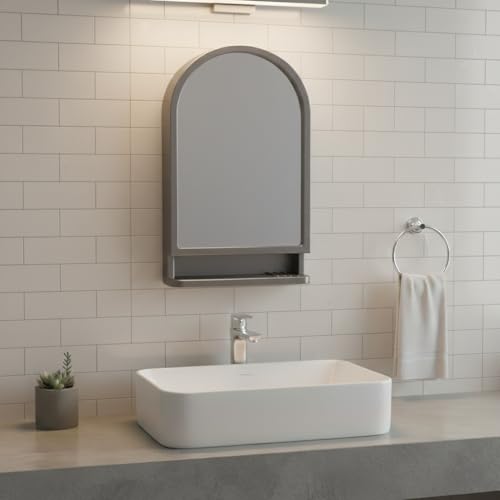 Image of BRANCO Plastic Ideal Mirror Cabinet | Multipurpose Cabinet | Wall Mounted Hanging Mirror Bathroom Accessories | Mirror Cabinet for Living Room, Bathroom, Bedroom (Metalic Grey)