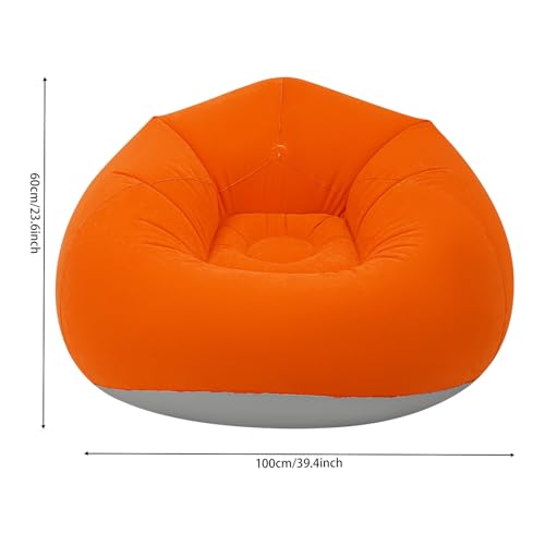 Image of 4 Pcs Inflatable Bean Bag Chairs with Foot Air Pump Outdoor Blow up Couch Folding Portable Inflatable Couch for Camping Movie Night, Lazy Sofa Chair (Orange X 4)