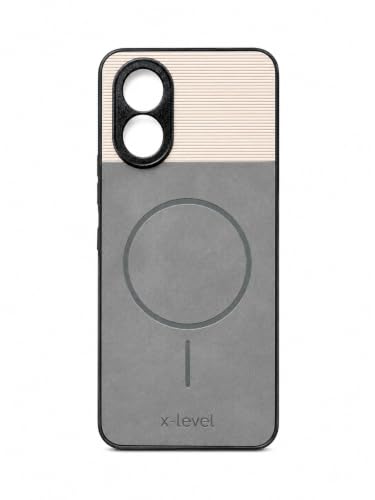 Image of Bintage Dual-Leather 2in1 Phone Case| Soft Touch Finish | Full Camera Protectection Back Cover Compatible for Oppo CPH2591 / Oppo A38 - White & Matelic Grey