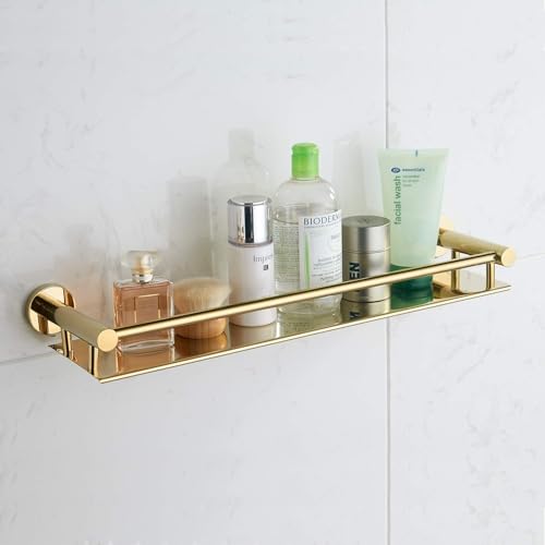 Image of Oslen Bathroom Shelf Stainless Steel Wall Mounting Rack Organizer Storage Shelves for Kitchen Bathroom Accessories Rack Shelf, Gold (15 * 5 INCH)