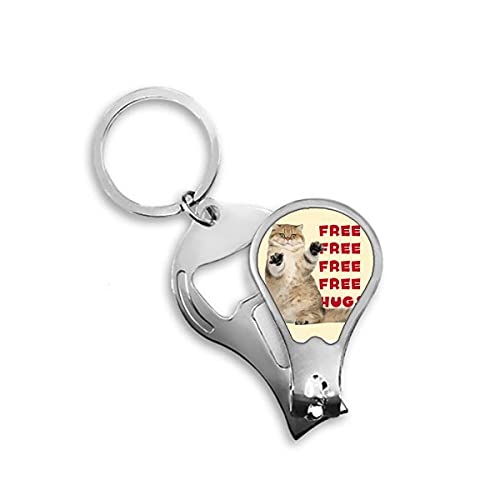 Cat Standing Arms Embracing Fingernail Clipper Cutter Opener Key Chain