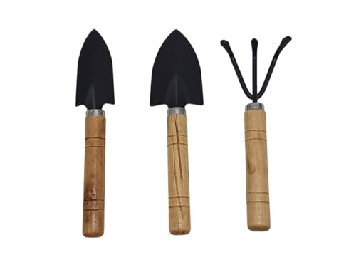 Mini KIT De Jardinagem 3 Peças Com Cabo De Madeira Incluso 1 Pá F...
