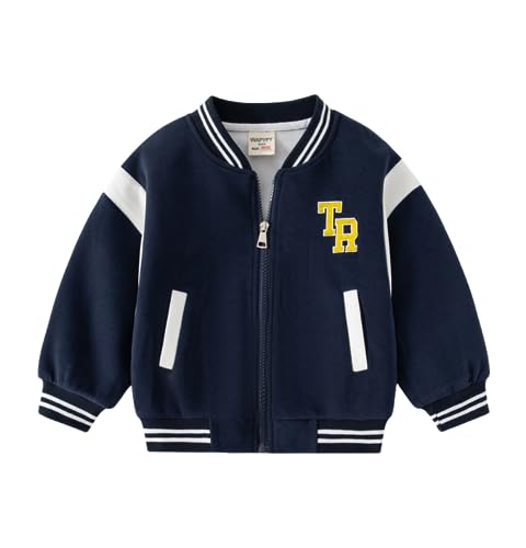 Meufam Toddler Boys Baseball Jacket Zip Up School Bomber Jacket Little Kid Active Sport Fall Warm Coat with Pocket