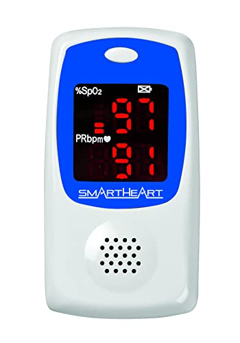 SmartHeart Talking Pulse Oximeter | Audible Result Announcement | Blood Oxygen Saturation | Complete System Monitor Lanyard and Batteries | Portable Spot-Check Monitoring