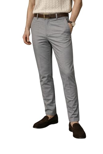 Image of Louis Philippe Men's Comfy Tapered fit Knitted & 4 Way Stretch Casual Trouser