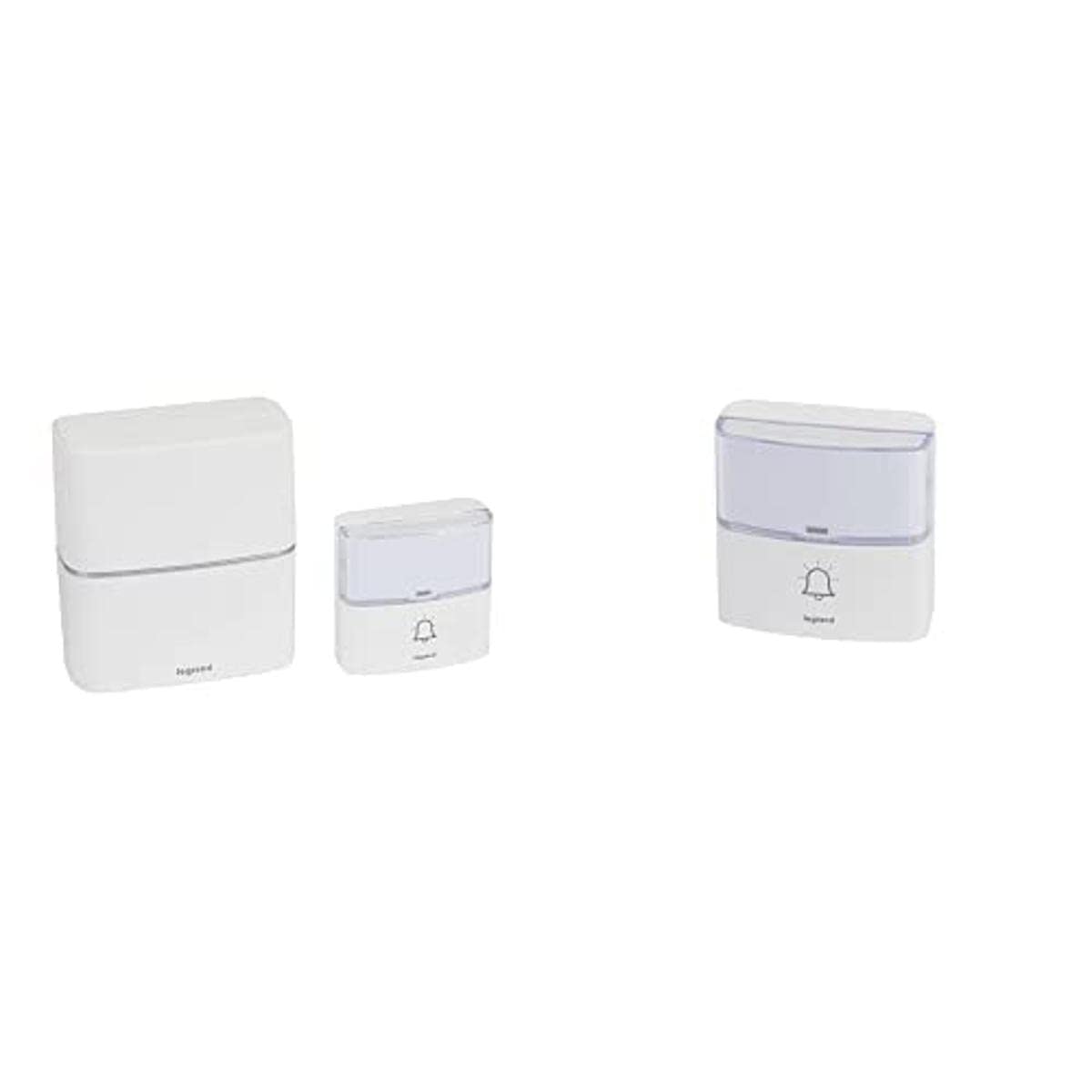 Legrand - Kit Serénité carillon et sonnette sans fil 30 mélodies + MP3 alimentation par piles - blanc & Legrand - Sonnette Sérénité sans fil carrée IP54 pour carillon - blanc