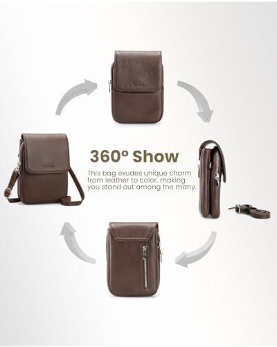 Image of befen Genuine Leather Crossbody Bags for Women, Cell Phone Cross body Purse Bag with RFID Blocking Card Slots