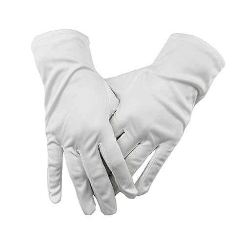 iplusmile 24 Pares Guantes sin polvo guantes de poliéster -Guantes de tela guantes de fibra ultrafina blanco