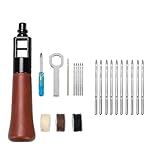 WUTA Nähahle, Professioneller Handnähapparat, Leder Leder Nähset mit 10 Großen Titanbeschichteten Nadeln, Lederhandwerkswerkzeug(0.55mm