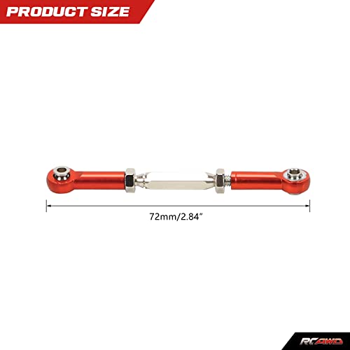 2pcs Machined Metal Front Rear Servo Link Steering Linkage Rod Turnbuckles for 1/10 Traxxas Slash 4x4 5807 Stampede RC Car Upgraded Parts (Red) - Thumbnail 2