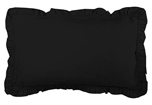 Image of Kuber Industries 2 Piece Cotton Pillow Cover Set-18 inchx27 inch (Black) Luxury Pillow Covers-KUBMART03195