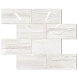 STICKGOO Subway Tile Peel and Stick Backsplash, Glossy Light Brown PVC Self Adhesive Tile Backsplash, Stick on Tile for Kitchen and Bathroom(10 Sheets)