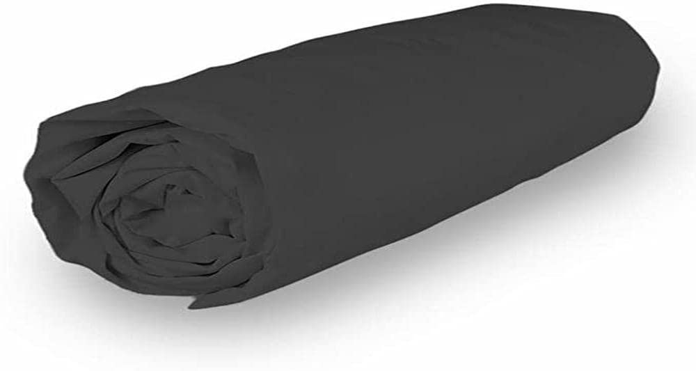 Soleil d'ocre, Percale Fitted Sheet, Cotton, Charcoal, 180 x 200 cm