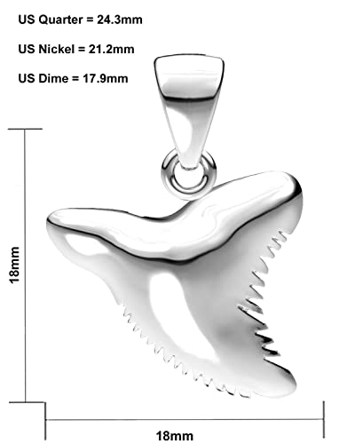 US Jewels Ladies 925 Sterling Silver Shark Tooth Aquatic Charm Pendant Necklace, 18in to 24in4