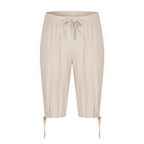 Xiaojmake Men's Long Linen Shorts Linen Capri Pants Casual Summer Drawstring Beach Shorts Below Knee Length Gym Yoga Pants4