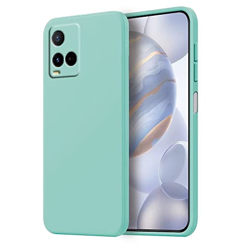 HONLEN Funda Compatible para Vivo Y21 / Vivo Y21s / Vivo Y33s 4G Case, (6.51' Inches) Líquida TPU Silicona Cover con Anti-Rasguño, Cáscara Suave Cubierta Cian Claro