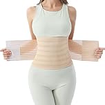 Trendyline Postpartum Belly Wrap for Women: Abdominal Binder Post Surgery Compression Support Belt - Waist Trainer Girdle C Section Recovery Band (Beige, Medium)