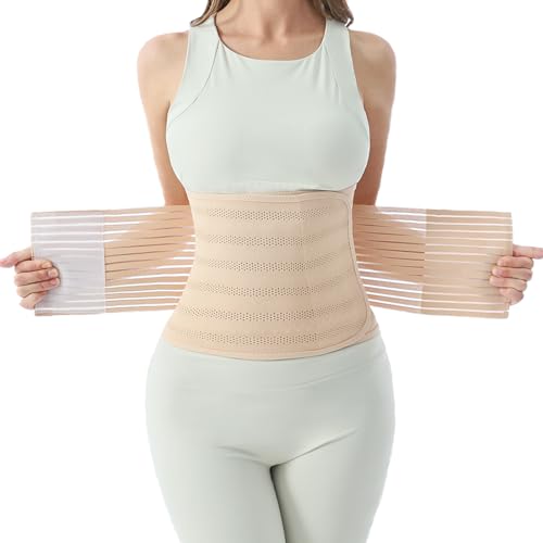 Image of Postpartum Belly Band for Women: Abdominal Binder Post Surgery Compression Support Belt - Waist Trainer Girdle C Section Wrap