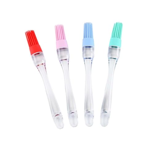 UTHCLO 4 piezas Brochas de Silicona para Cocina y Barbacoa de Pinceles Resistentes al para Hornear y Asar Accesorios Prácticos con Mango Transparente Colores Aleatorios Color Aleatorio