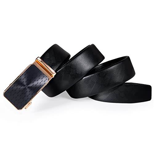 Image of Dubulle Designer Men's Belts, Ratchet Leather Sliding Buckle Dress Belt | 1 3 /8 inch(3.5cm) Genuine Leather Adjustable Strap, Automatic Ratcheting Buckles, Gift‑Boxed, Trim to Fit, for Business Casual