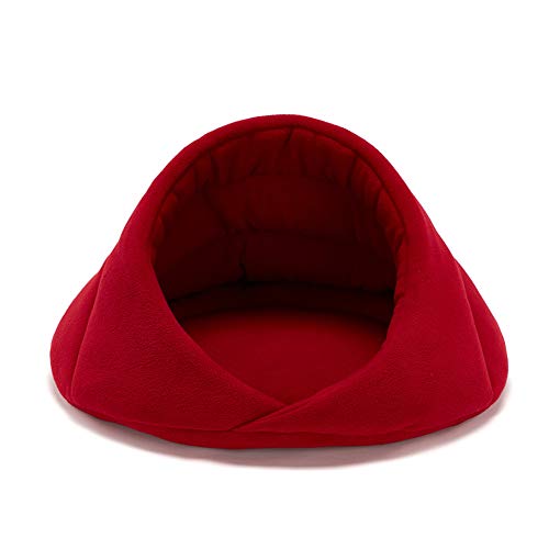 Beautyhe Cuccia per Cane Semi-Chiuso Antiscivolo - Lettino Leggero Morbido Caldo in Cottone per Cani e Gatti Piccoli E Medi - Rosso, X-Small