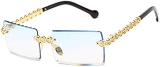 Long Keeper Rimless Rectangle Sunglasses UV400 Protection Antiglare Fashion Frameless Square Glasses for Women Men