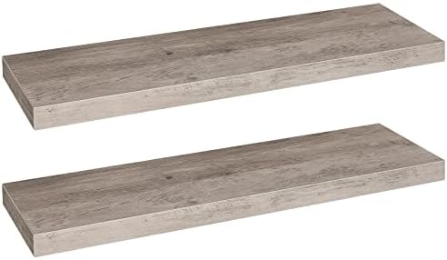 HOOBRO Floating Shelves, Wall Shelf Set of 2, 31.5 Inch Hanging Shelf with Invisible Brackets, for Bathroom, Bedroom, Toilet, Kitchen, Office, Living Room Decor, Greige BG80BJP201
