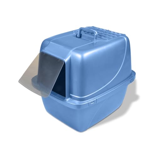 VanNessPlastics Enclosed Cat Litter Box Blue,...