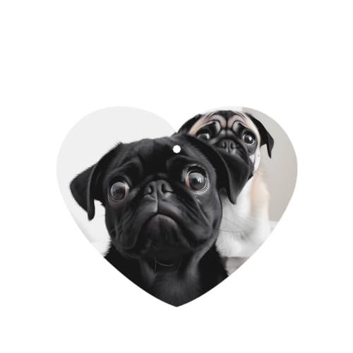 Image of Car Air Fresheners Bulk Heart Shape Hanging Car Air Freshener Fragrance Scented Cards Cute Black Pug Dog Auto Mirror Pendant Aromatherapy Tablets For Car Home Office Closet Bathroom 24 Pcs