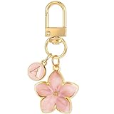 XGALBLA Cute Pink Flower Initial Letter Keychain for Women, Flower Keychain Key Charms, Bag & Purse Charms for Handbags & Backpacks Accessories(Pink A)
