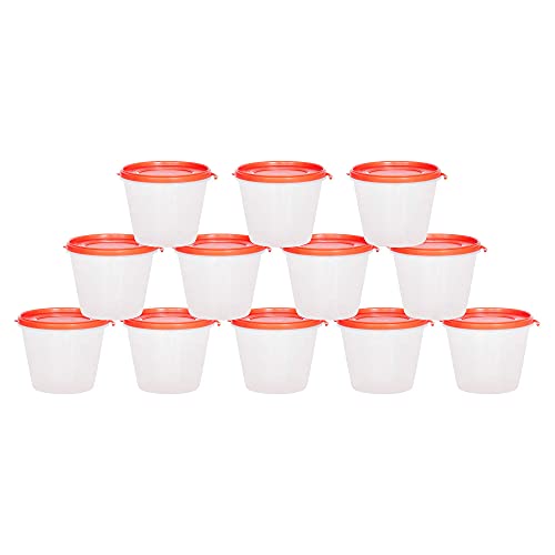 Image of Cutting EDGE Nesterware 1000ml Stackable Container (Set of 12, Light Red) | BPA-free plastic, stackable design, leak-proof, kitchen storage, pantry, fridge, meal prep, reusable, travel use
