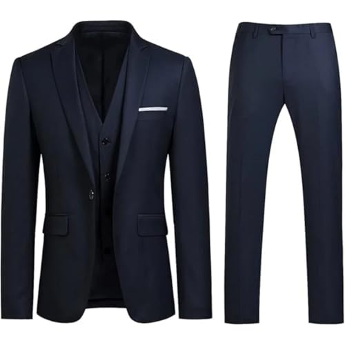 Men's Slim Fit 3-Piece Suits Jacket Trousers Vest for Business Wedding Suit 6