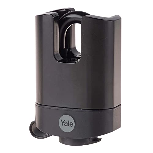 Image of YALE Y221B /52 /125 /1 - Brass Closed Shackle Padlock (51mm) - Black Outdoor Weatherproof Lock for Chain, Door, Gate, Toolbox - 3 Keys - HIGH Security