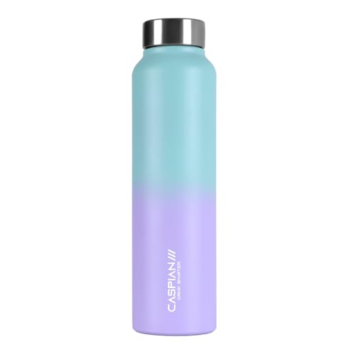 Image of CASPIAN / / / Astra ISI Certified Stainless Steel Water Bottle 1ltr.(Purple & Green, 1 Litre) | Leak Proof Thunder for Fridge Home Office Travel School Kids Boys Girls Adults Sports Gym Gift |BPA Free