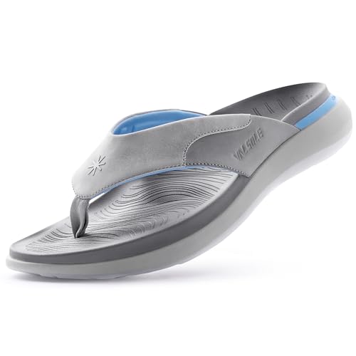 VALSOLE Heavy Duty Support Pain Relief Orthotics Sandals - 220+ lbs Plantar Fasciitis High Arch Support Flip Flops for Men, Flat Feet Orthotic Slippers, Absorb Shock with Every Step