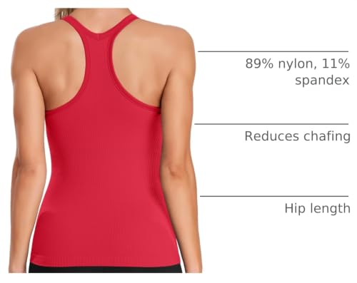 Image of ATTRACO Ribflex Ribbed Workout Tank Tops for Women with Built in Bra Racerback Scoop Neck Athletic Top