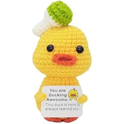 qyqkfly Funny Crochet Handmade Emotional Ducks Mental Support Positive Supportive Encouragement for Women Men Birthday Christmas Pickle Potato Easter Birthday Gifts Party Decor(Duck 07)
