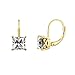 Yellow-Gold-Plated Sterling Silver Swarovski Zirconia Princess-Cut Leverback Earrings