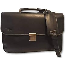 Zawadee Unisex Makeba Leather Messenger Bag Ebony Black