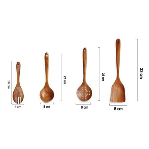 Utensilios de cocina de madera para cocinar y juego de cucharas de madera natural para sopa 3