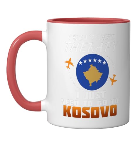 Kosovan Flag I Kosovo Flag Vacation Kosovo Ceramic Mug, Red/White