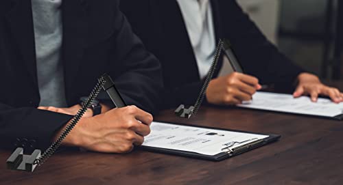 12 Pack Of 5" Secure Counter Pens, Black With Plastic Secure Cord Attached To Adhesive Back Base Pen Holder, Reception Pen Includes 12 Refills For Home Workplace School Office #TOP6