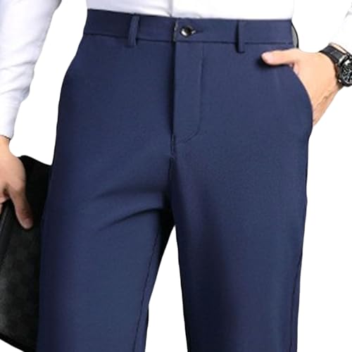 Maiyifu-GJ Men's Business Solid Color Dress Pants Slim Fit Spring Autumn Suit Pants Straight Leg Formal Work Pants​4