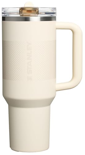 STANLEY Quencher ProTour Flip Straw Tumbler with Leakproof Lid 40 oz | Built-In Straw and Handle | Cup Holder Compatible for Travel | Insulated Stainless Steel Cup | BPA-Free | Cream Fade