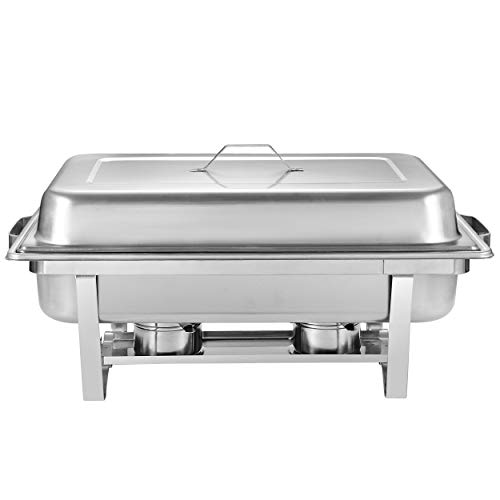 Super Deal 8 Qt Stainless Steel 4 Pack Full Size Chafer Dish W/Water Pan, Food Pan, Fuel Holder And Lid For Buffet/Weddings/Parties/Banquets/Catering Events (4) #TOP2