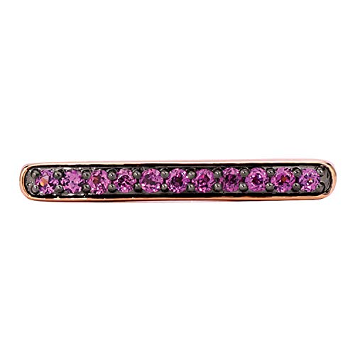 LE VIAN Black Rhodium over 14K Rose Gold Red Rhodolite Garnet Omega Shaped Ring - Size 7