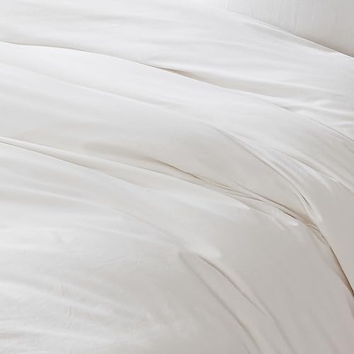 Image of Lush Decor - Duvet Cover Set, 3-Piece Cotton Bedding with Matching Shams, Contrast Edge & Stylish Border (Reyna Off-White /Neutral, King)