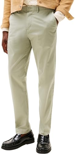 Tommy Hilfiger Uomo Pantaloni Chino Core Harlem Essential Twill Relaxed Fit, Verde (Grey Sage), 34W/30L