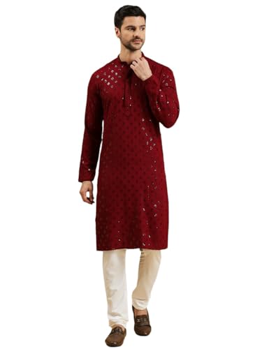 Image of Rajubhai Hargovindas Men Chikankari and Sequin Work Kurta