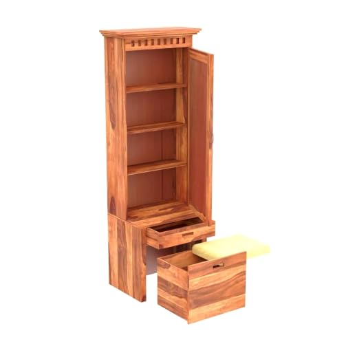 Image of Sheesham Solid Wood Dressing Table for Bedroom with Drawer (Honey Finish)